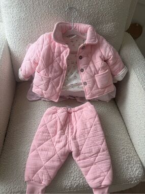 Quilted Pink Kids Matching Jacket & Pants Set